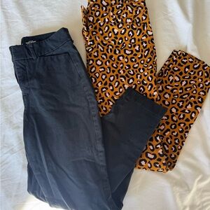 Lot of Two Old Navy Black and Leopard Print Women's Pixie Ankle Pants